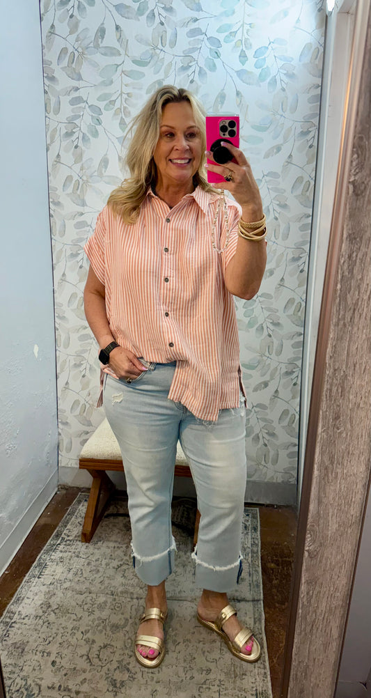 Orange/White Stripe Top