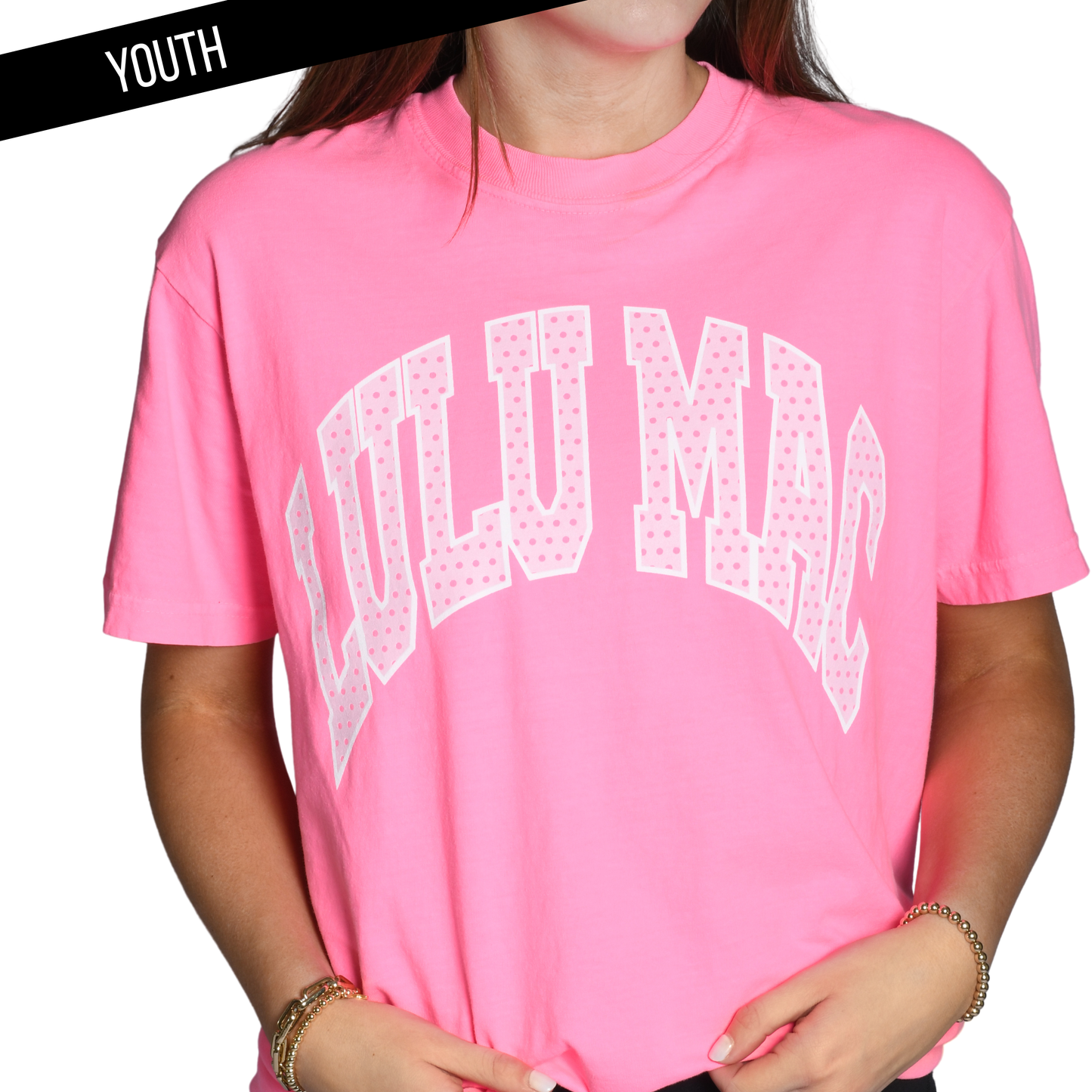 LULU MAC Polka Dot Youth Comfort Colors Tee