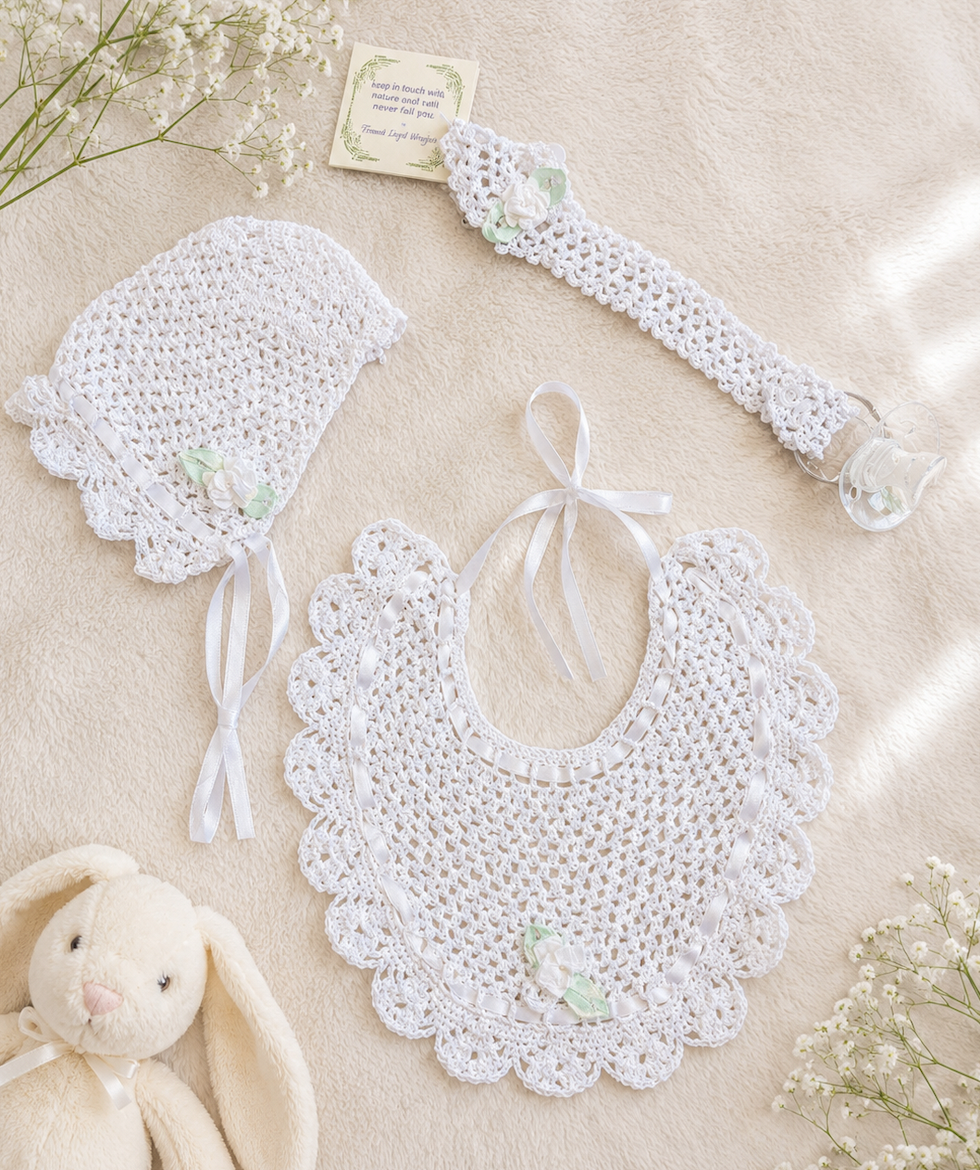 White Rose 3-Piece Bib Set
