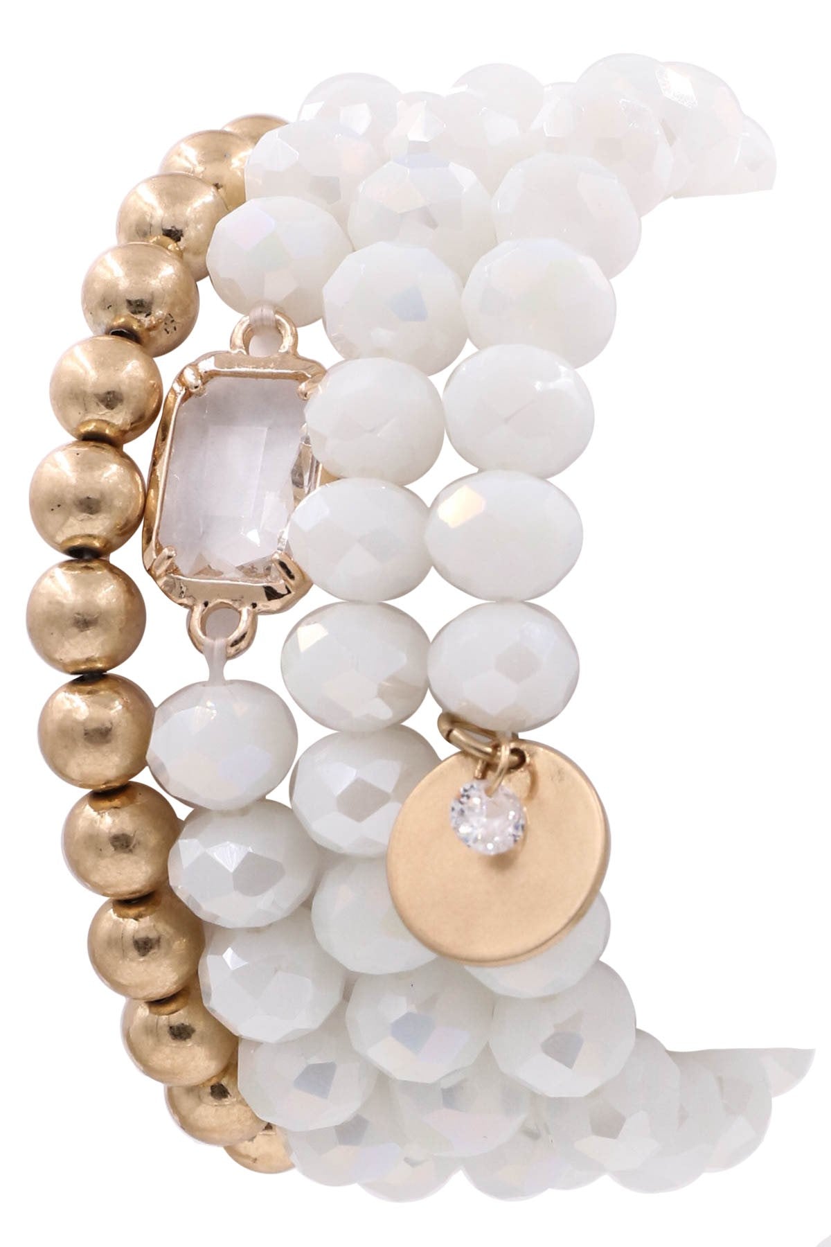 Coin Charm Stretch Bracelet Set