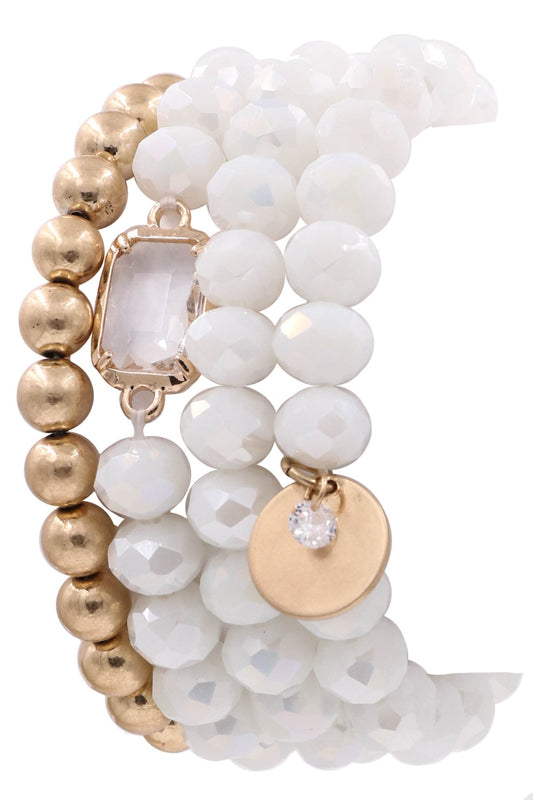 Coin Charm Stretch Bracelet Set