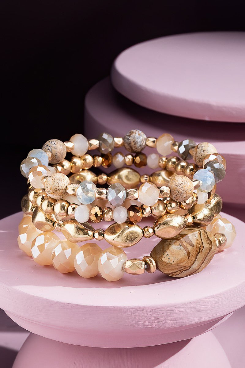 4-in-1 Natural Stone & Bead Bracelet