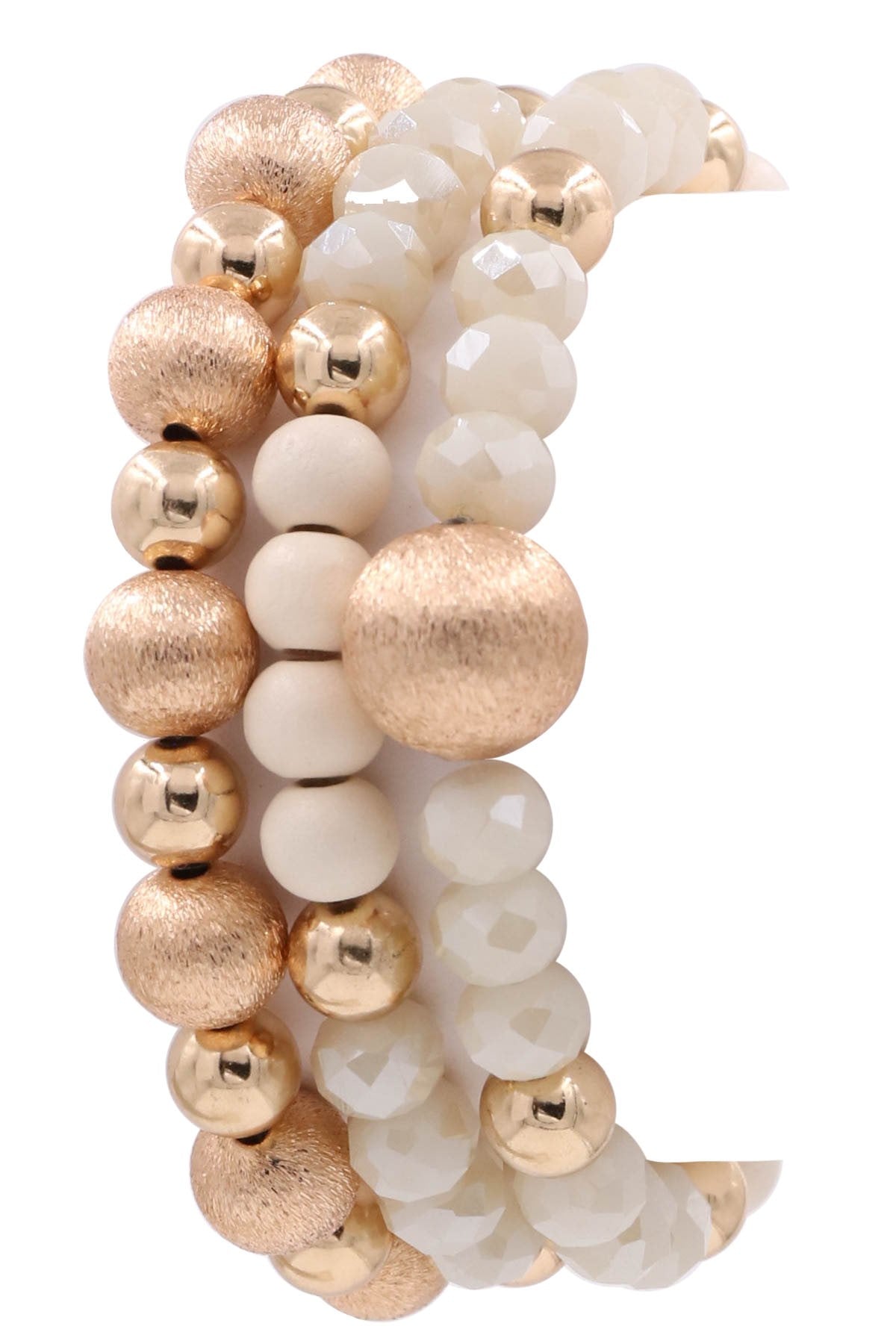 Crystal/wood Bead Bracelet Set