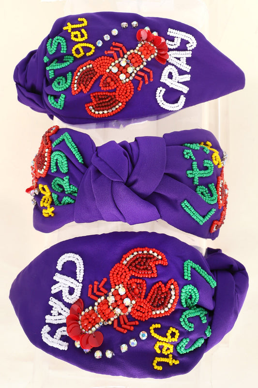 "Let's Get Cray"  BEADED Knot Headband