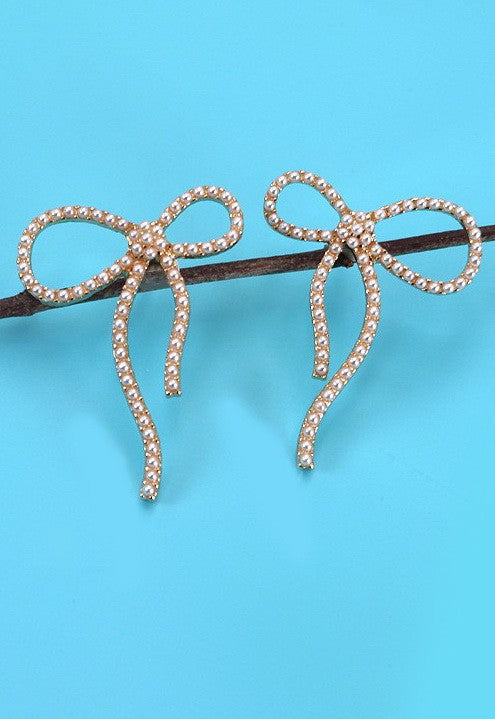 Big Bow Pearl Stud Earrings
