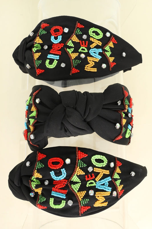 CINCO DE MAYO BEADED TOP KNOTTED HEADBAND