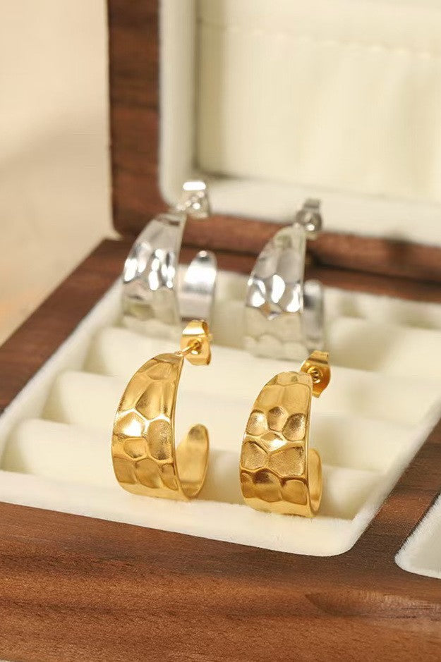 Hammered Textured Huggie Hoop Earrings