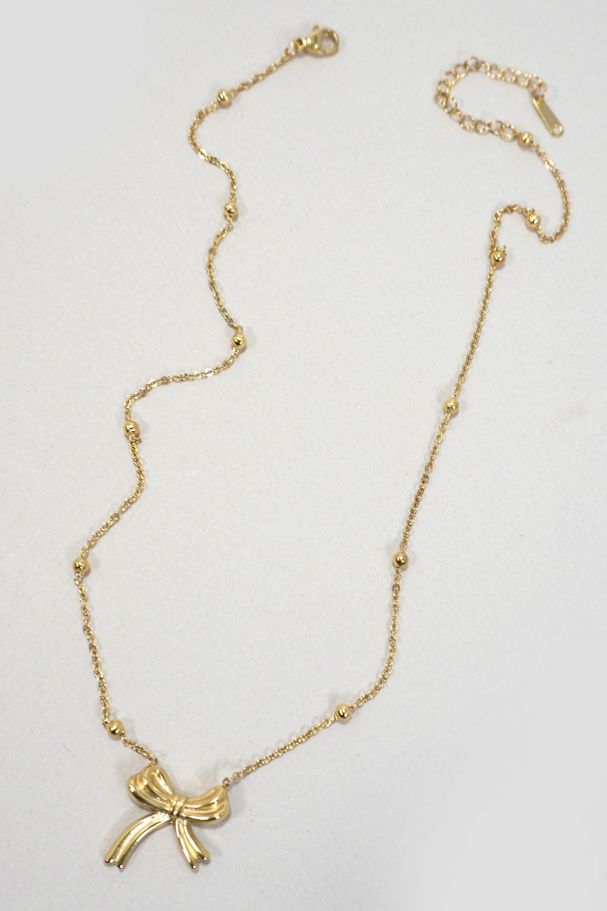18K STAINLESS STEEL TARNISH FREE BOW NECKLACE
