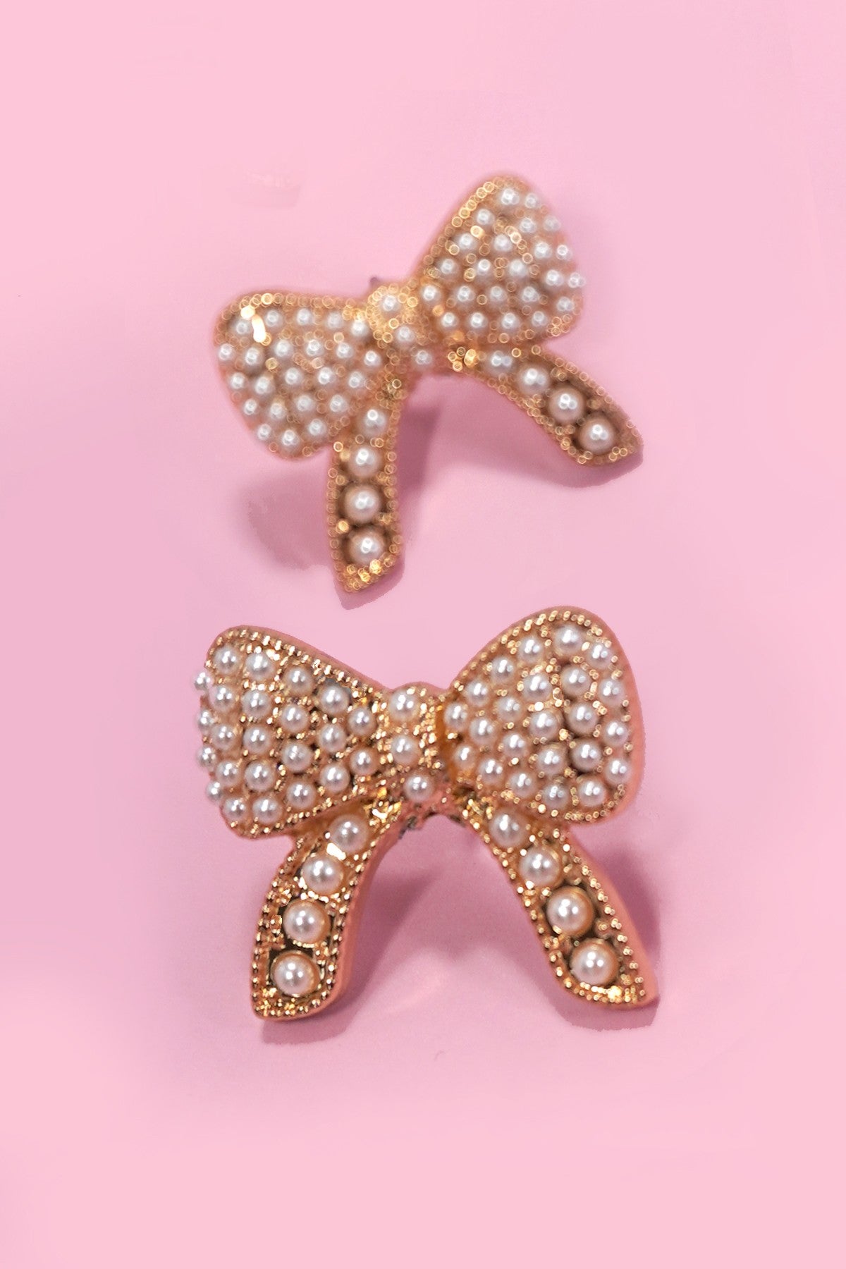 LUXURY PEARL PAVE BOW EARRINGS