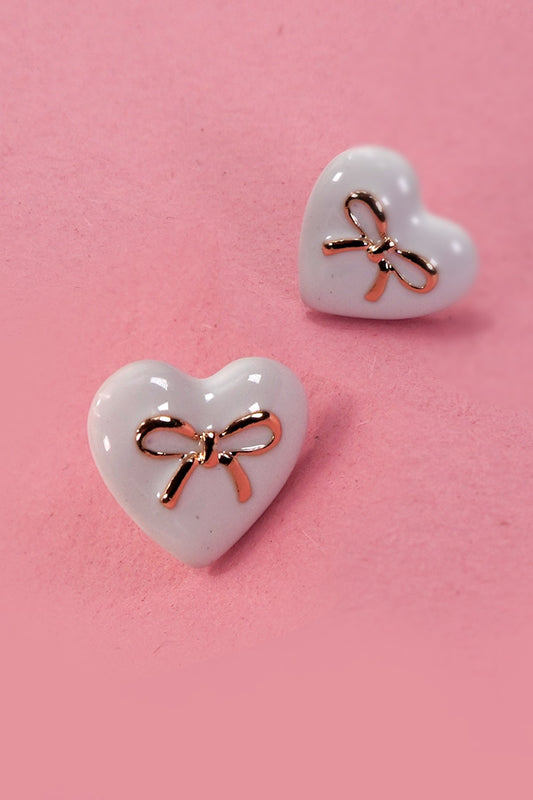 Heart Bow Epoxy Earrings