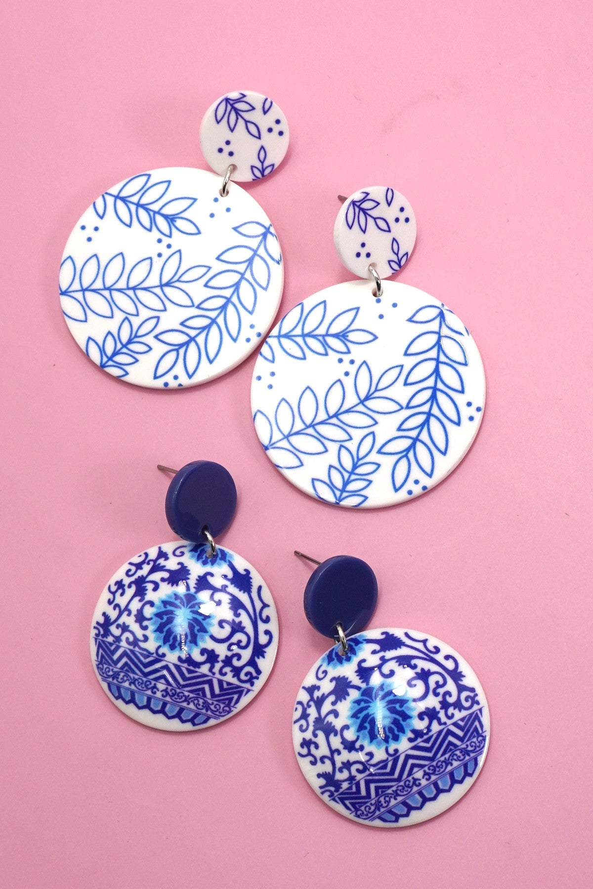 Toile Pattern Floral Drop Earrings