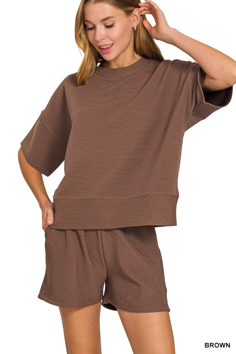 Raised rib Plus short set