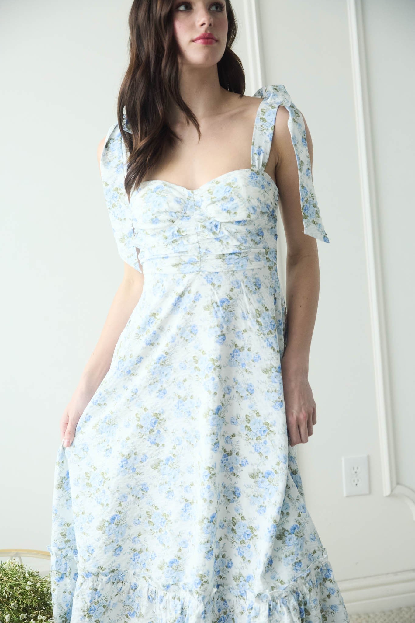 "Blue For You" Floral Maxi Dress
