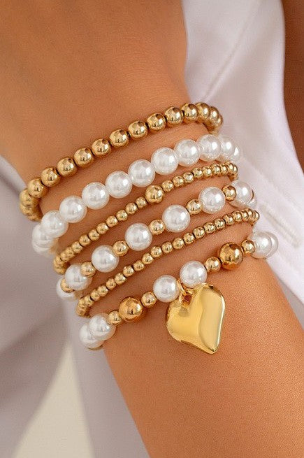 Ball, Pearl,Chain,Bead, Heart Bracelet