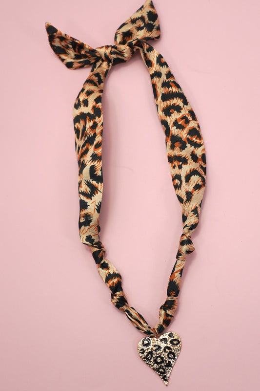 Leopard Heart Scarf Necklace