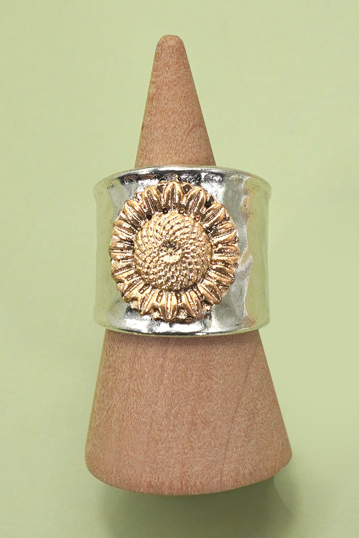 Vintage Boho Two Tone Sunflower Statement Ring