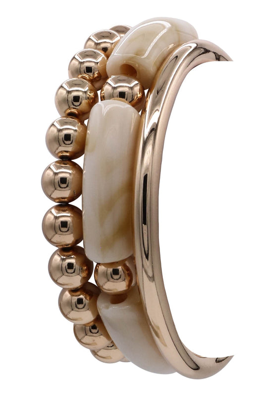 Beige Bangle And Stretch Bracelet Set