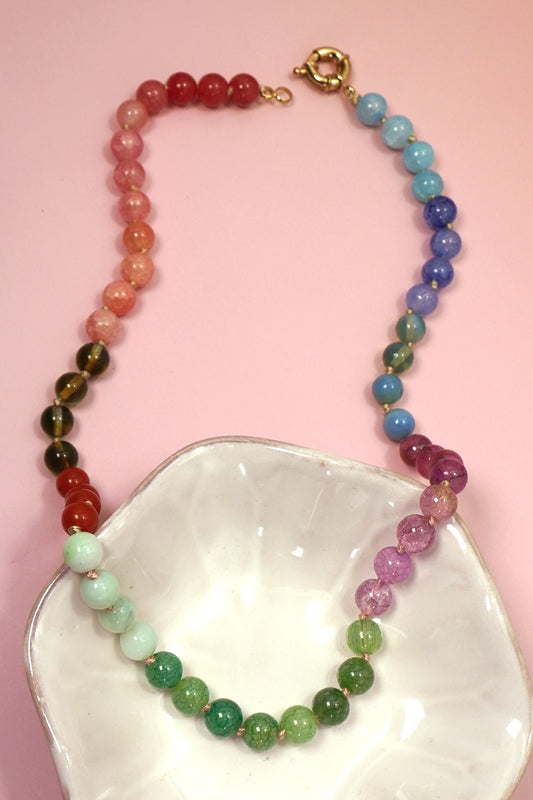 Natural Stone Glass Mixed Necklace