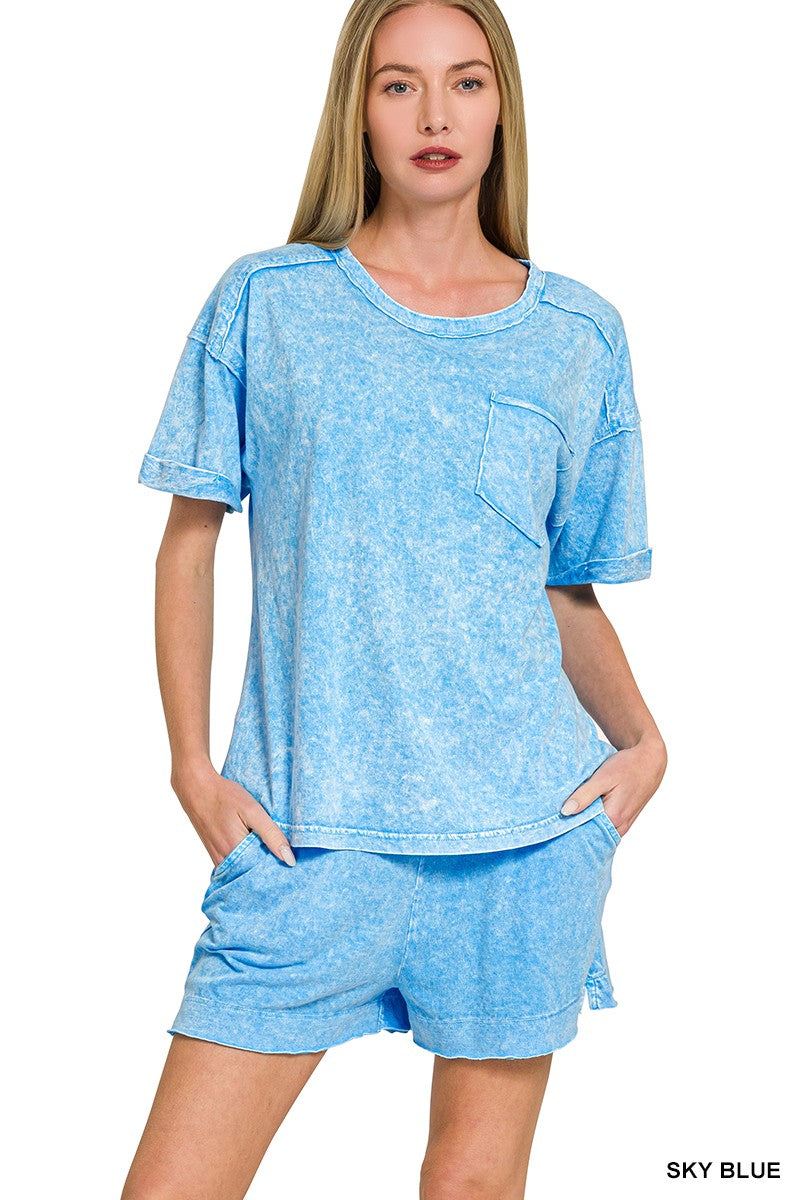 Halo Snow Washed Shorts Set