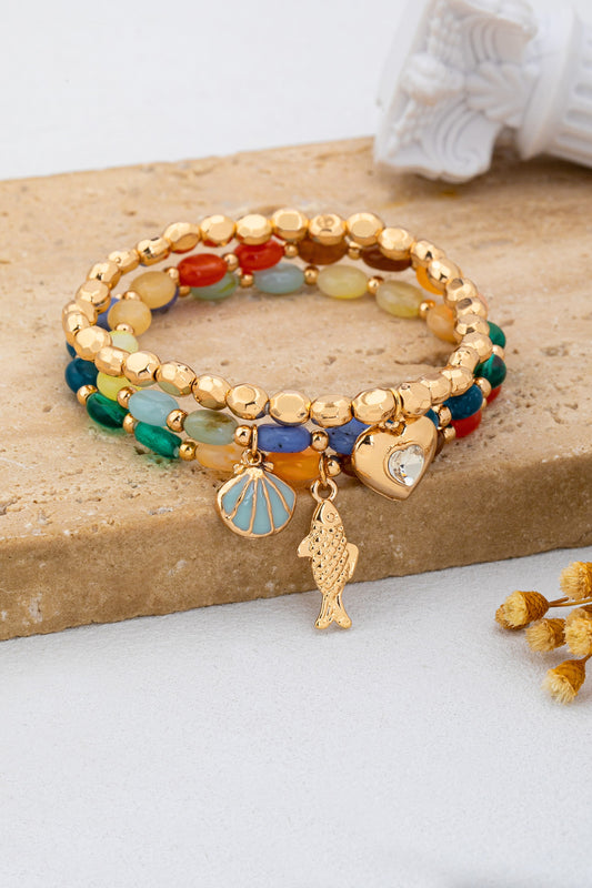 Beaded Layered Charm Bracelet