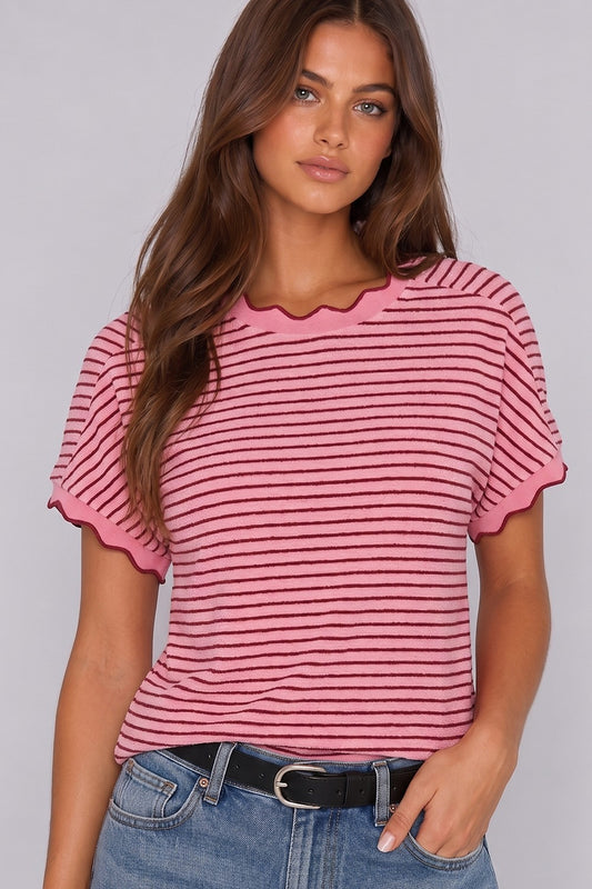 Pink Scallop Top