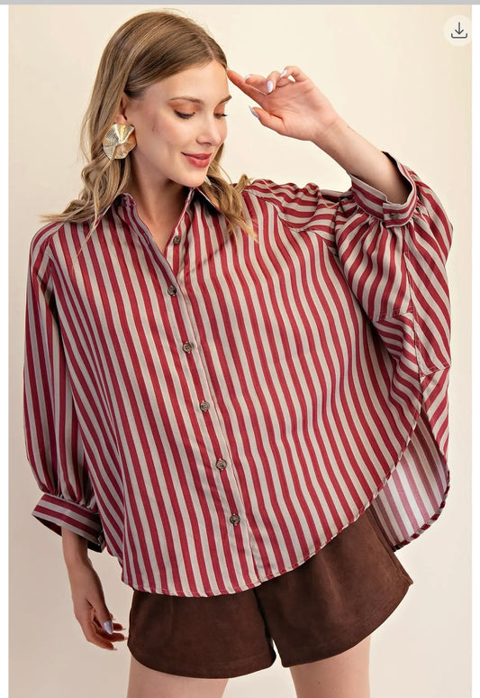 Burgundy Stripe Top