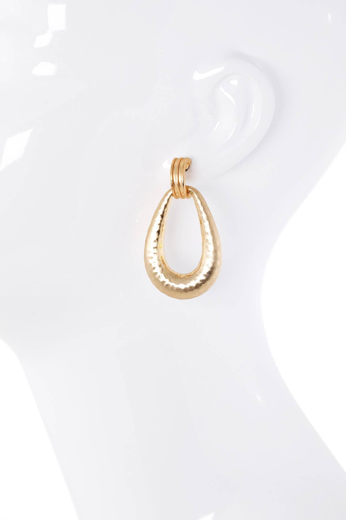 Hammered Metal Dangle Drop Hoop Earrings