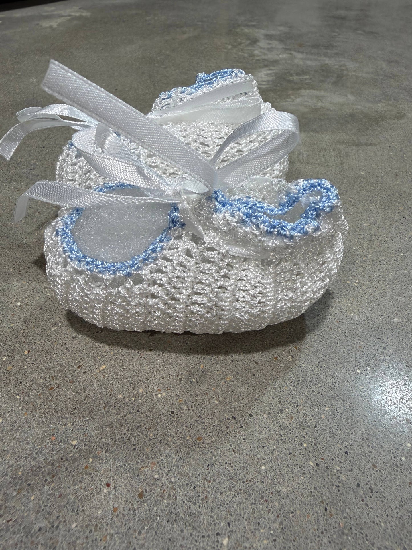 Blue Trim Baby Booties