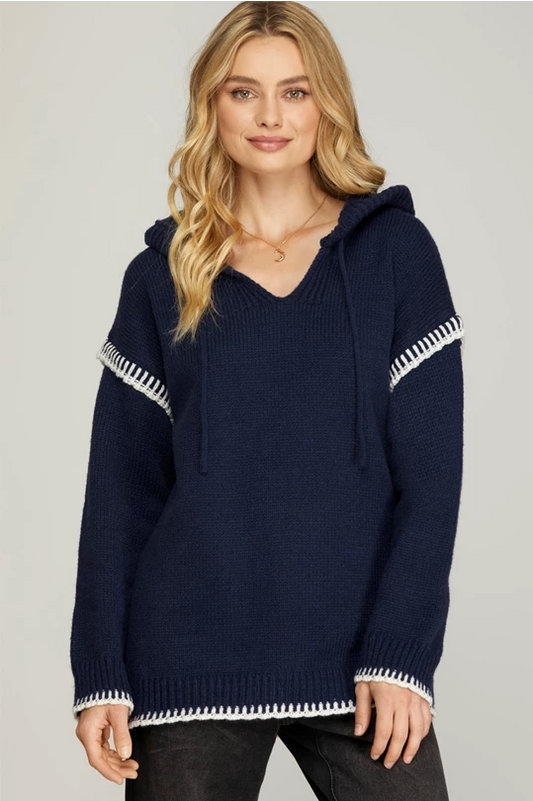 Navy Hooded Sweater