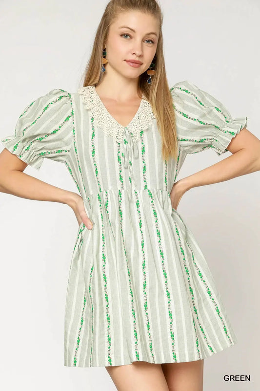 Floral Lace Collar Babydoll Dress