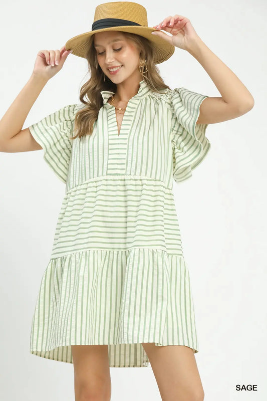 Sassy Sage Stripe Dress