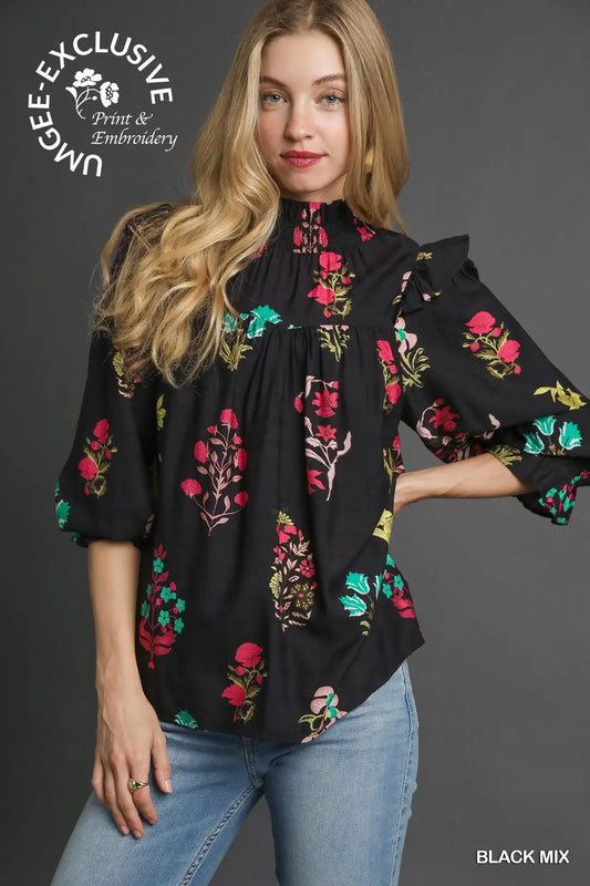 Black Floral Top