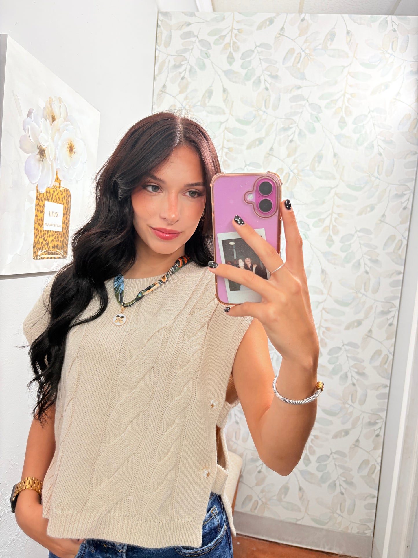 Cable Knit Sleeveless with side buttons