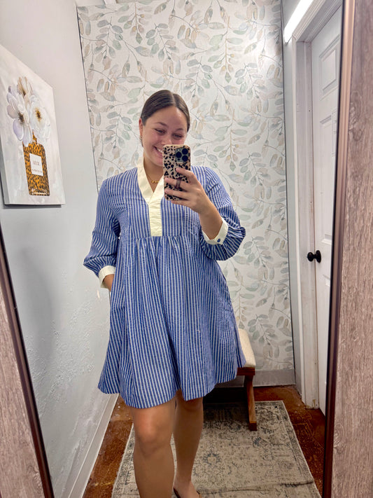 Indigo Stripe Dress