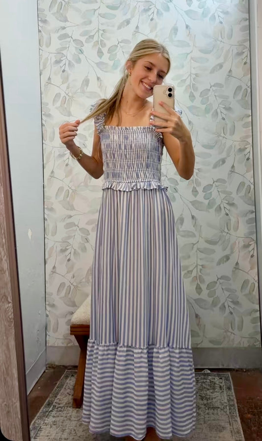 Smocked Blue and White dress