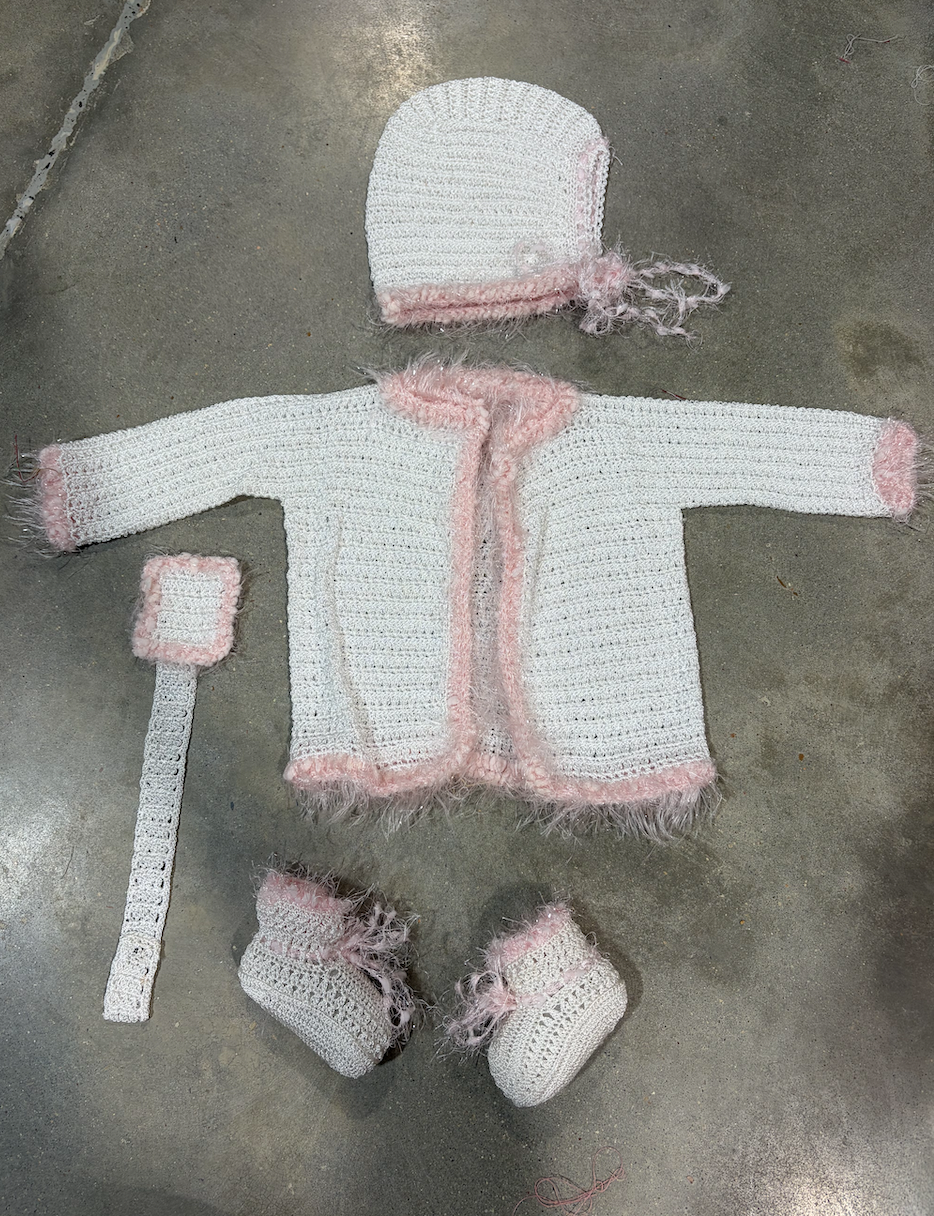 Blush Magnolia Cardigan + Bonnet Set (0-3M)