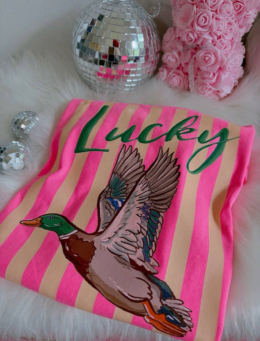 Lucky Duck Tee (Neon Pink)
