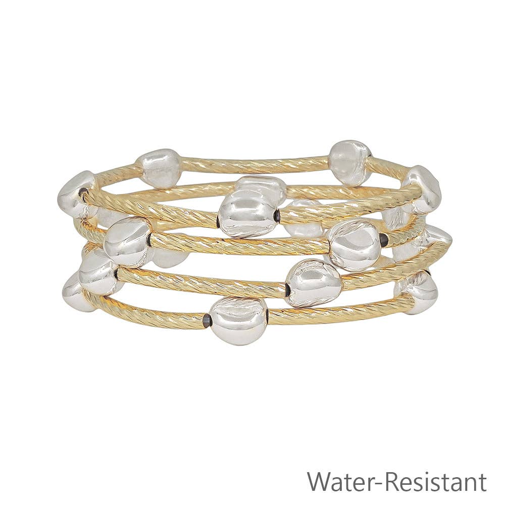 Water Resistant Set of 4 Gold Tubbing with Silver Nugget Accents