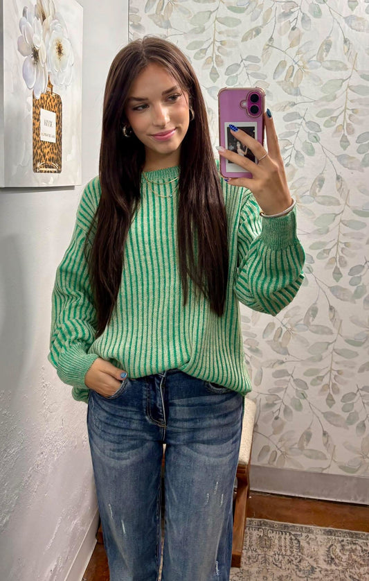 K Green Two Toned Sweater