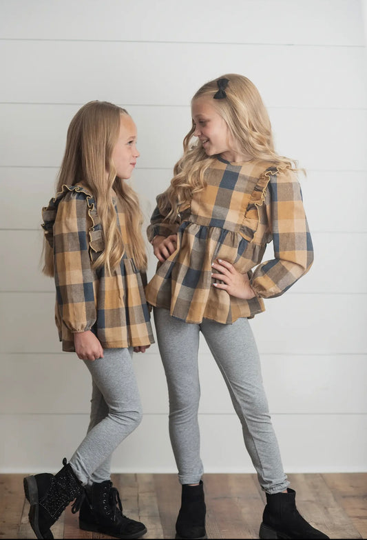 Girls Mustard Plaid Set