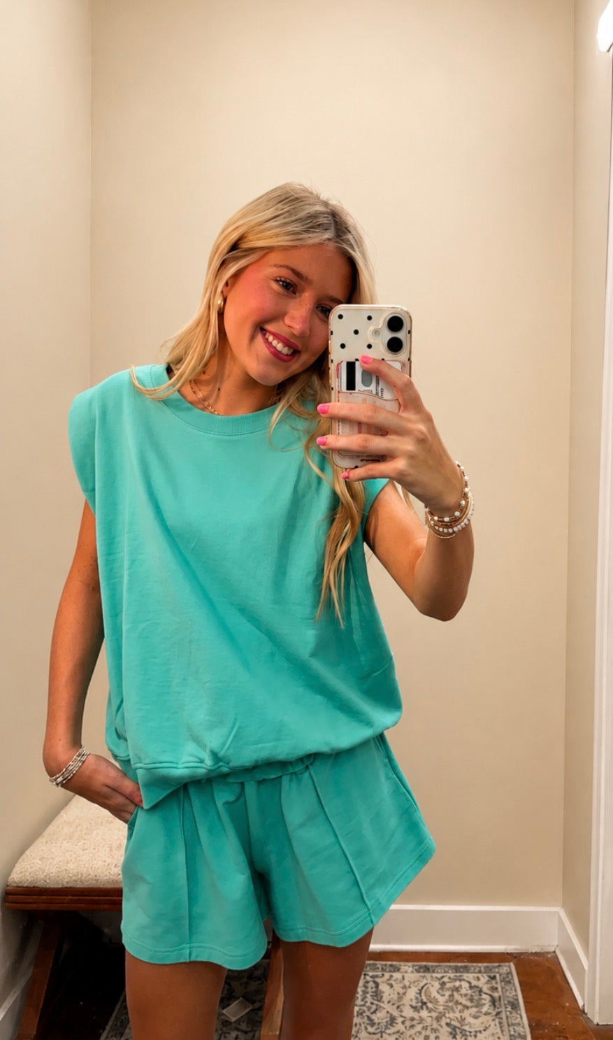 Raised Rib Cap Sleeve Top & Shorts Set