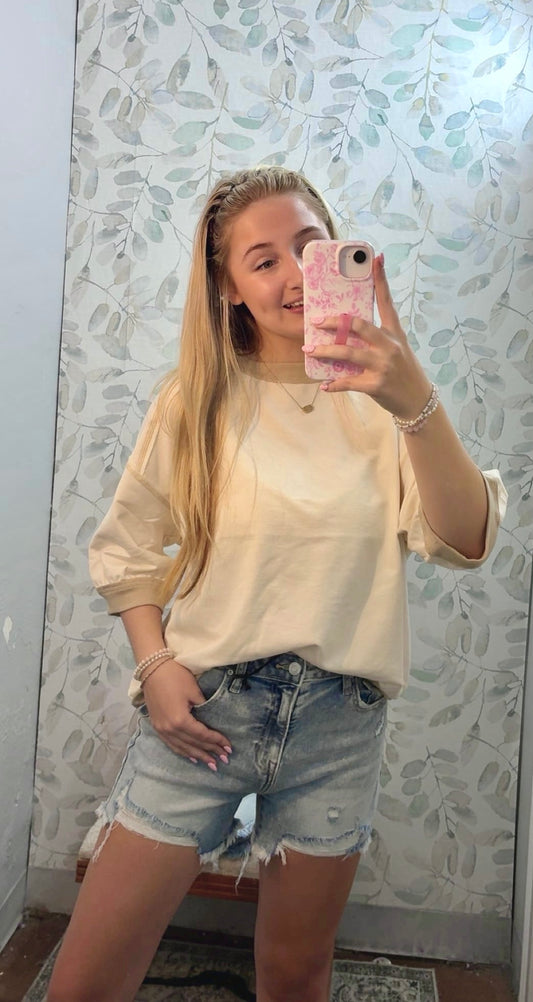 Cream Raglan Top