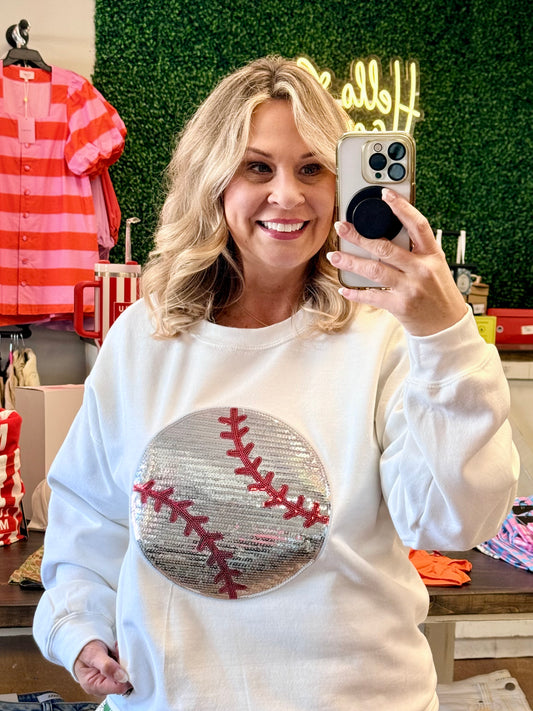 Sequin baseball sweatshirt