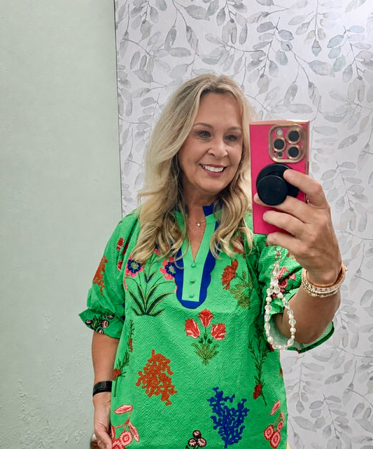 Floral Blouse Trim Collar