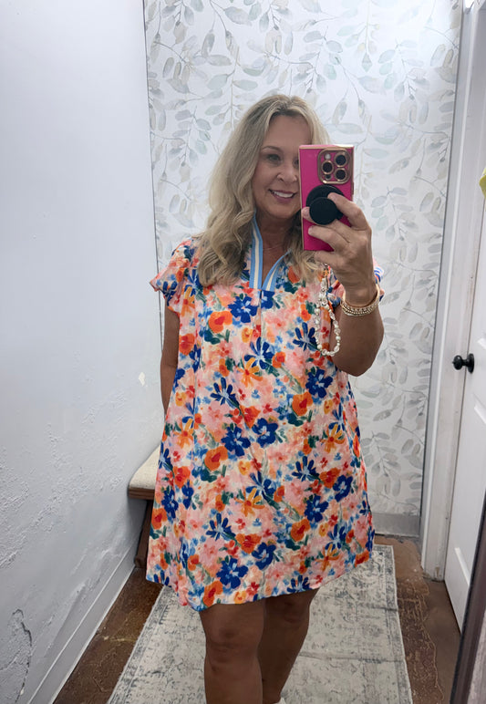 Floral Print Collar Dress