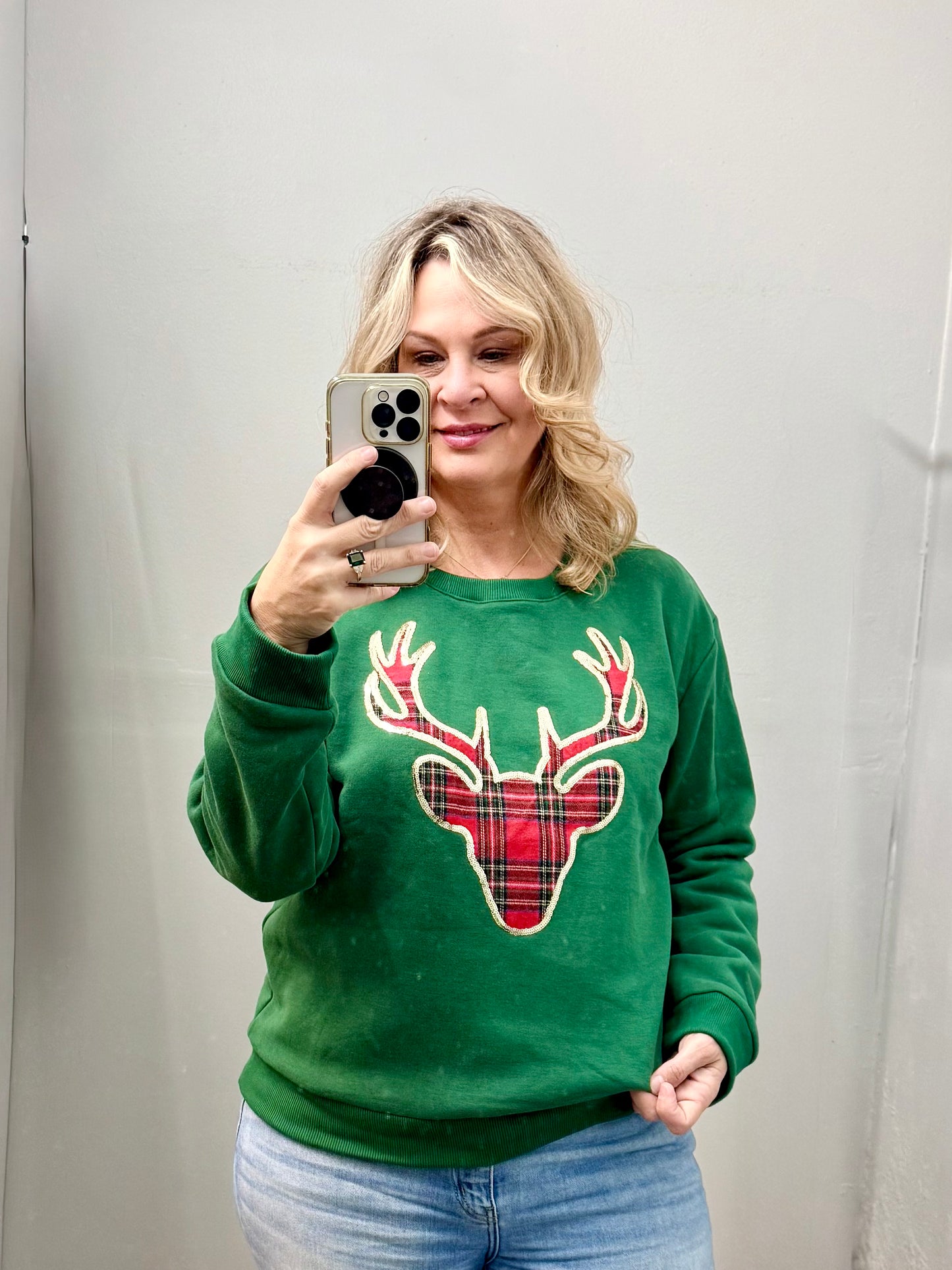 Plaid Deer Sweatshirt