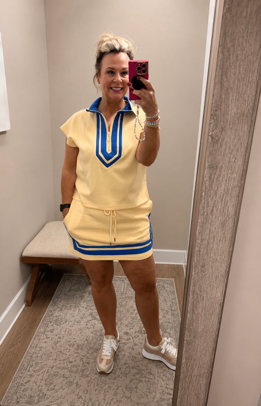 Blue/yellow skort