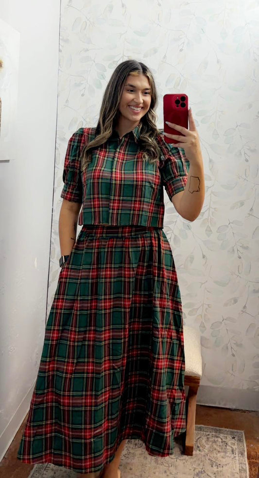 Plaid Pattern Waist-Length Top