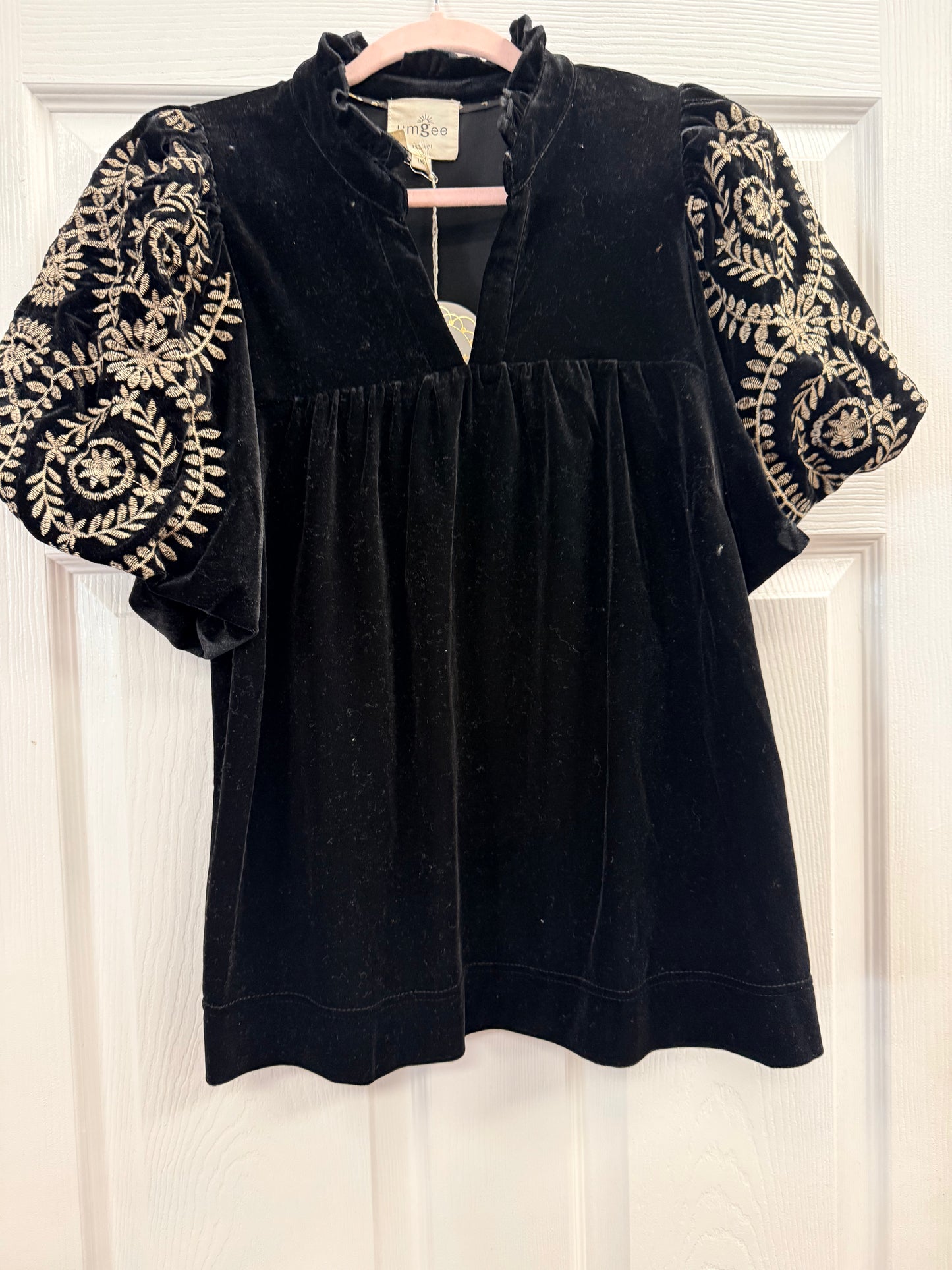 Black Velour Curvy Top
