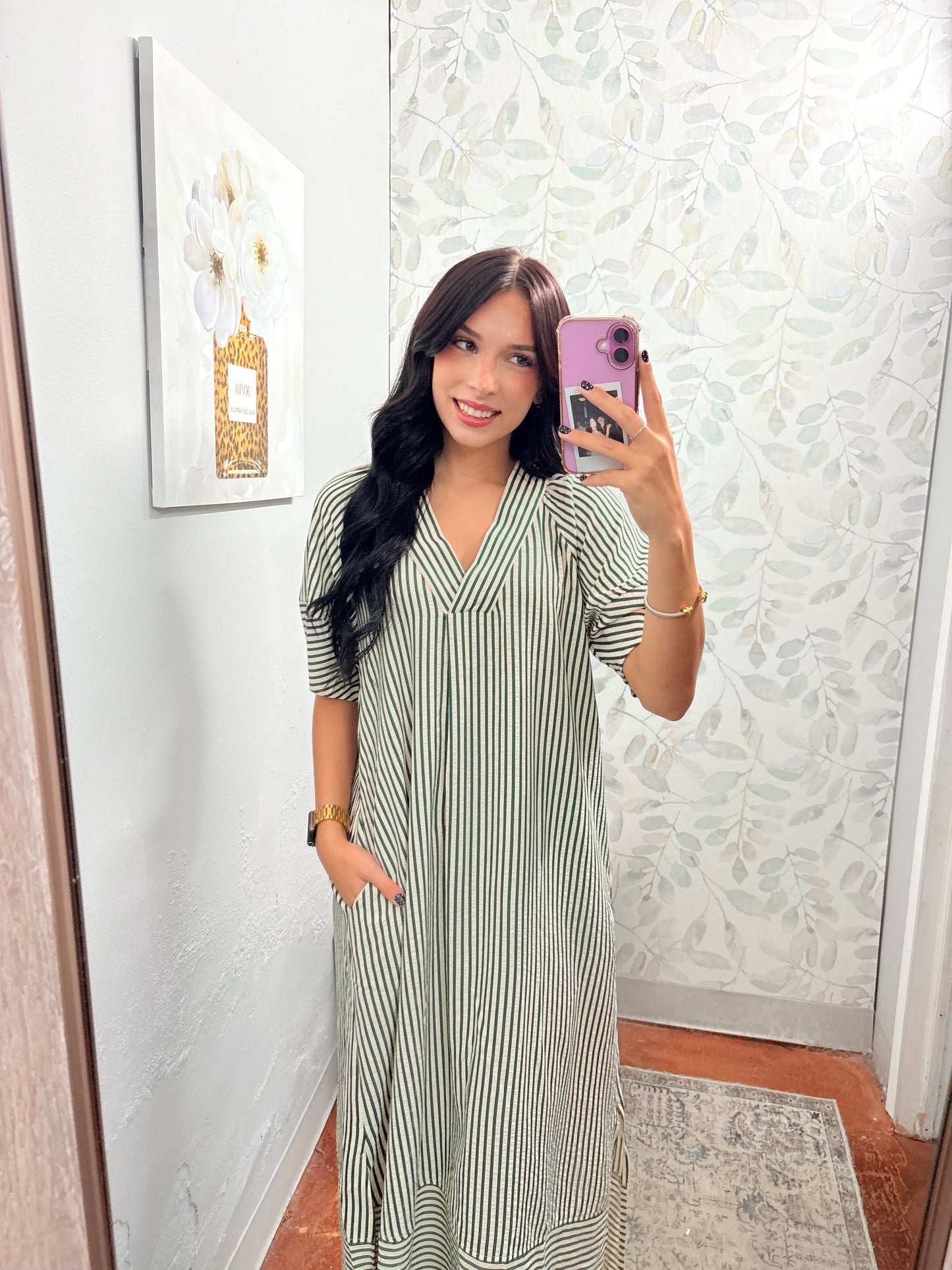 "Olive Stripes" Dress